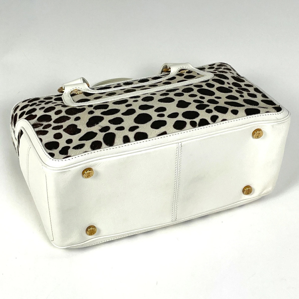 Celine Ivory brown handbag calfskin Dalmatian White Boogie Bag